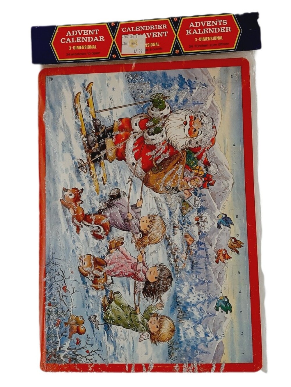 🍒 Vintage Denmark Georg Moldow 3D Glitter Christmas Advent Calendar Santa Claus